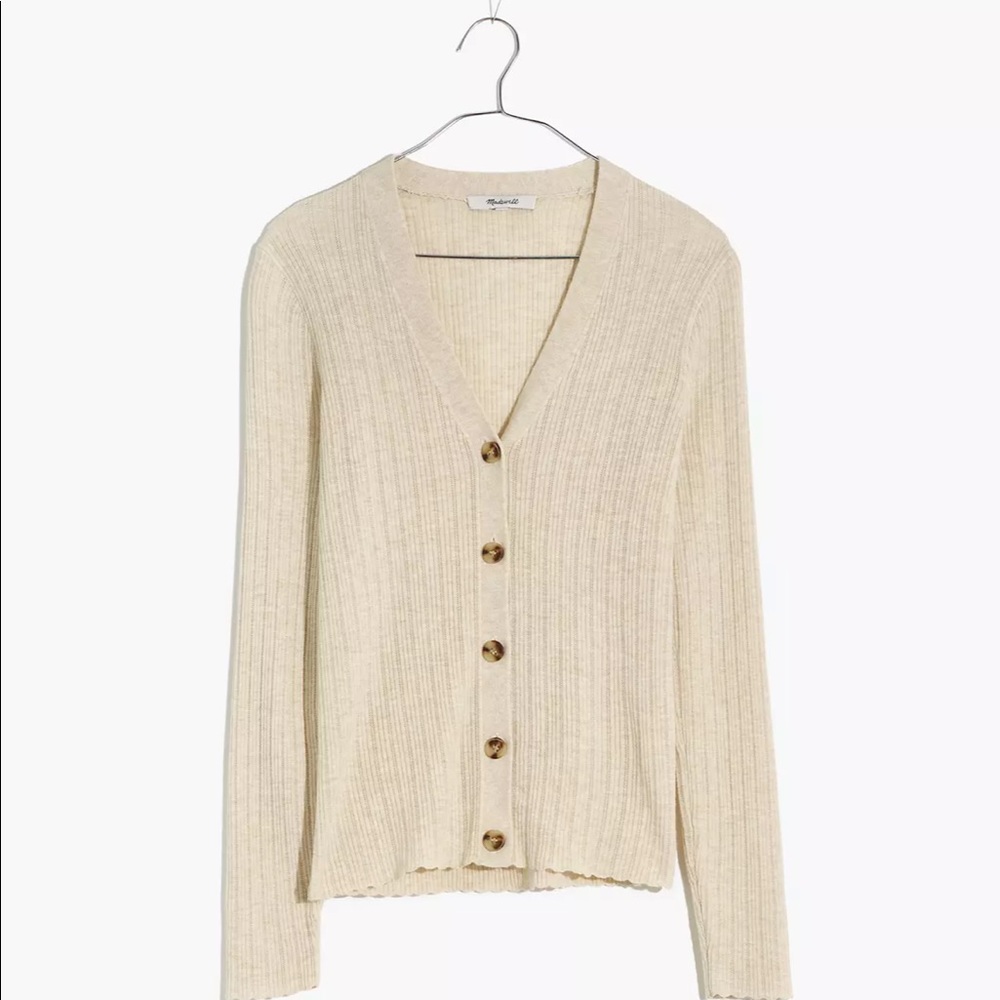 Pointelle Ribbed Cardigan Sweater
